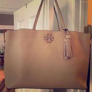 Tory Burch McGraw Leather Tote Devon Sand